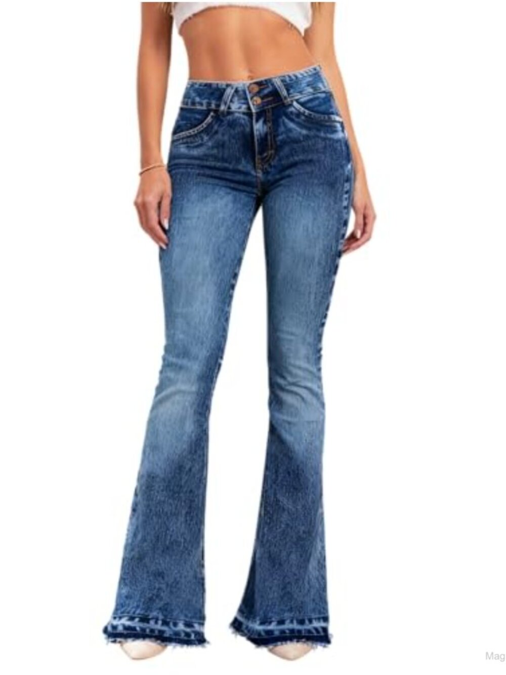 Flare Jeans Women Stretchy Low Waist Skinny Denim Button Fly Fitted